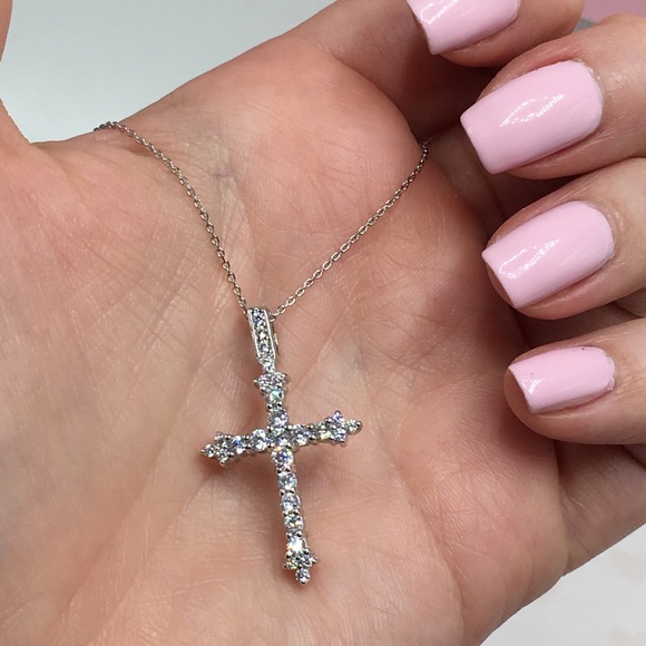 14k white gold cross necklace neo gothic silver - Picture 3 of 8